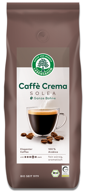 Bio Caffè Crema Solea ganze Bohne, 1 kg, Lebensbaum, aus kontrolliert biologischem Anbau